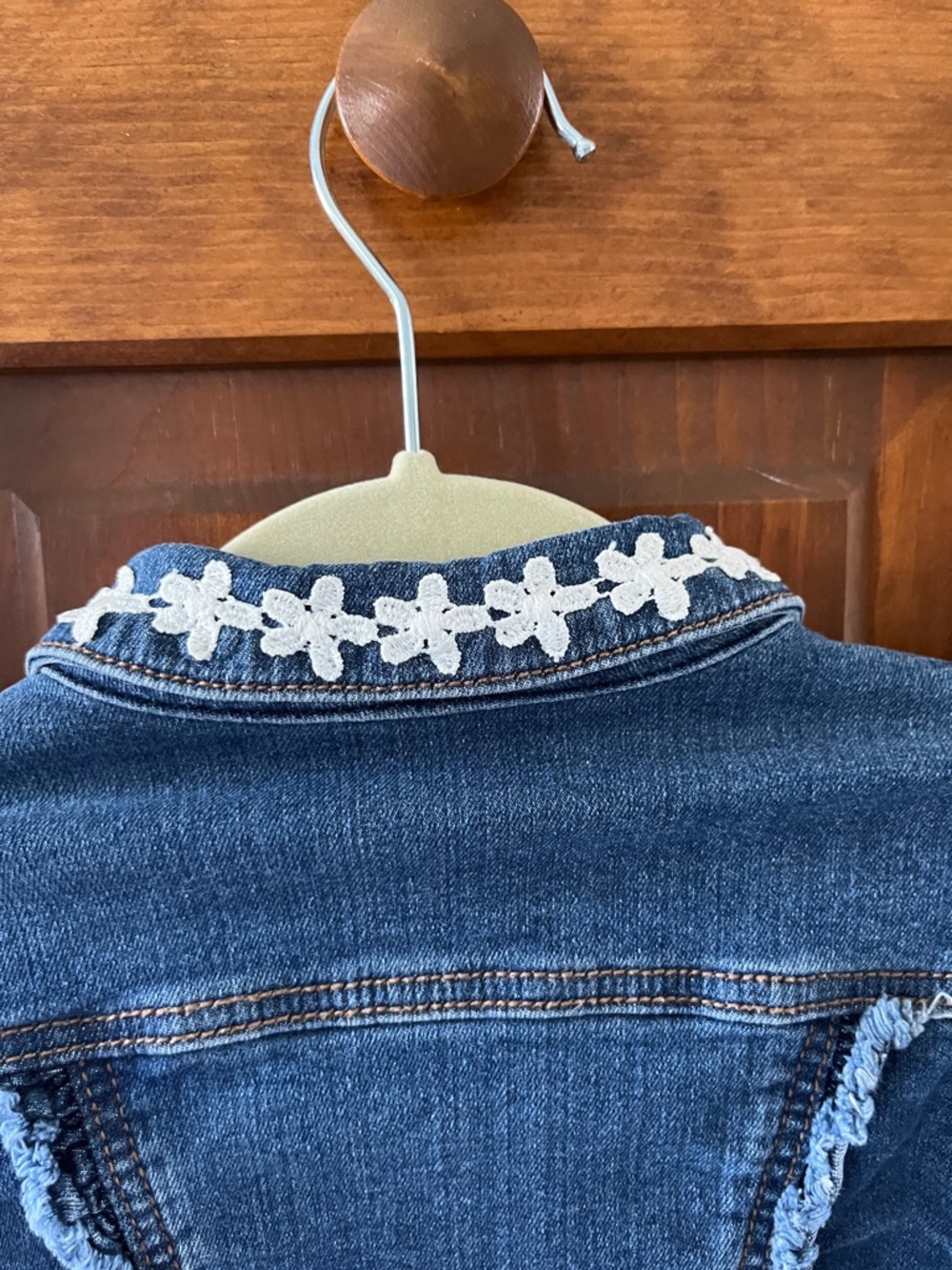 Mayoral Dark Blue Denim Jacket with White Lace Appliqué - Picture 11 of 12